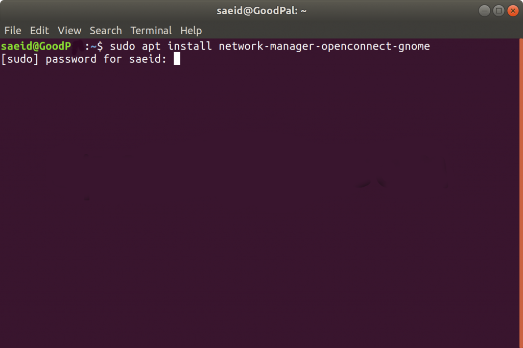 نصب openconnect در ترمینال